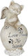 Statuetă Memorială Pisici Relaxdays Inimă Urme de Lăbuțe Crem 11x10x20,5cm