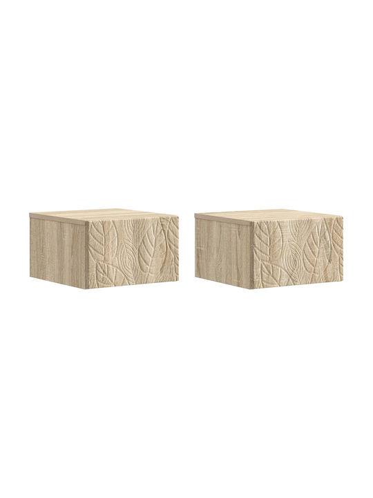 Wooden Beige Bedside Tables 2 Pieces 49x34.5x20cm