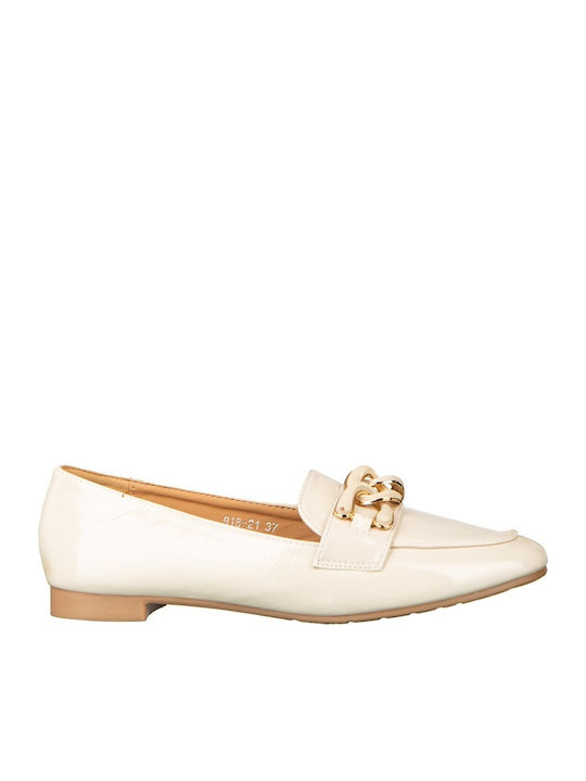 Loafers Dama Din Piele În Culoare Bej
