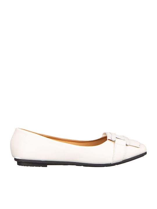 Δερμάτινα Γυναικεία Loafers σε Λευκό Χρώμα