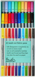 Fabric Painting Markers Wash Out Eat Sleep Doodle Set 20 Colors Artwp
