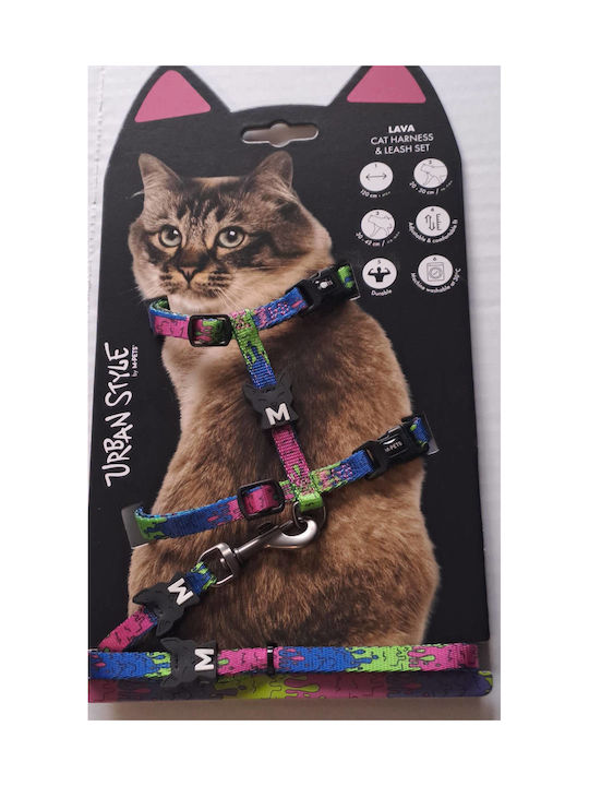 M-pets Urban Style Cat Harness And Leash Set Lava Neck 20 30 Cm Chest 30 42 Cm