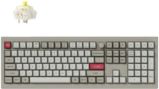 Keychron V6 Max Retro V6M-R4 Ασύρματο Gaming Μηχανικό Πληκτρολόγιο με Custom διακόπτες και RGB φωτισμό (Αγγλικό US) Γκρι