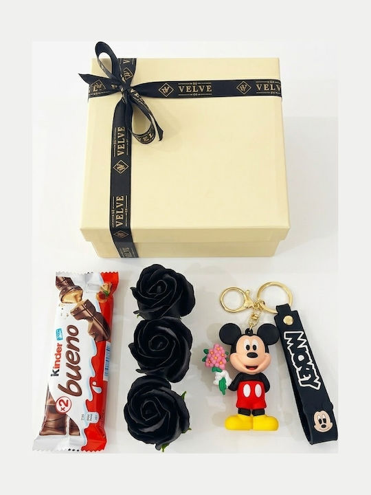 Joy Box Kids Set Mickey Mouse Disney Figurine Keychain 3 Black Soap Roses Kinder Bueno Joy Box Kids Set Mickey Mouse Disney Figurine Keychain 3 Black Soap Roses Kinder Bueno