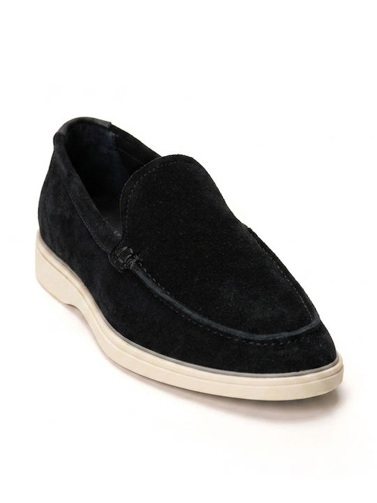Suede Men's Loafers In Black Color