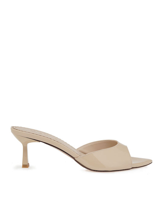 Kalista Leather Mules With Heel In Pink Colour