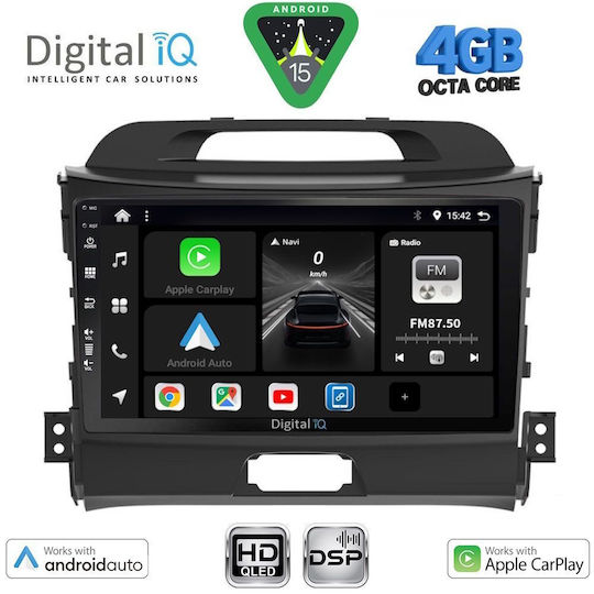 Digital IQ Car Audio System for Kia Sportage 2010-2015 Bluetooth USB WiFi GPS Apple CarPlay Android Auto with 9" Touch Screen