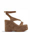 Sommer Damenplattformen Tabac Braun
