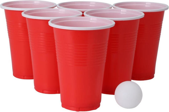 Set Beer Pong 24 Bucăți 12 Cupe Roșii + 12 Bile