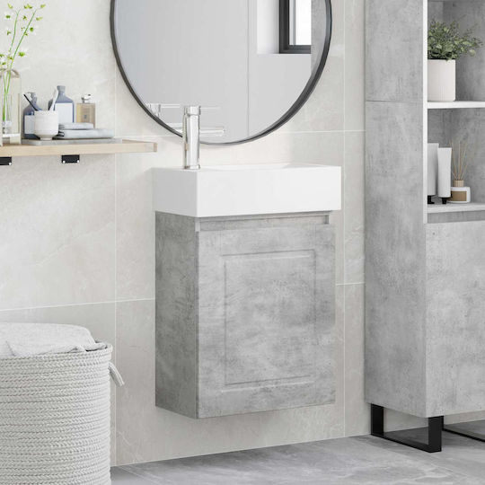 vidaXL Плот със Смесител 45.5x22.5x84 см Сив