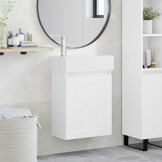 vidaXL Плот със Смесител 45.5x25.5x84 см Бял