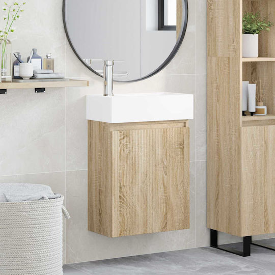 vidaXL Vanity Unit with Sink M45.5xD22.5xH84cm Brown