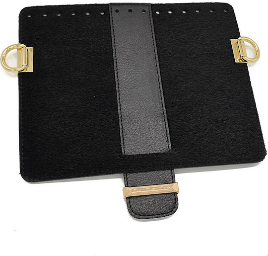 Mellia Flap Tongue Metallic Elements 23cm Pony Skin Black Black