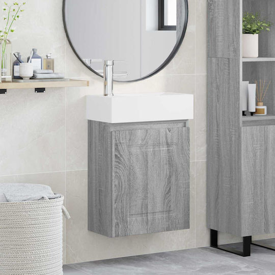 vidaXL Плот Със Смесител 45.5x22.5x84 См Сив