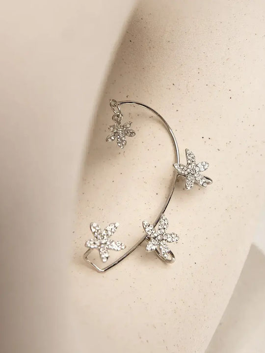 Ohrring Manschette Strass Linkes Silber Silber