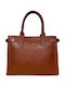 Leder Damen Schultertasche Tote Vera Tabak