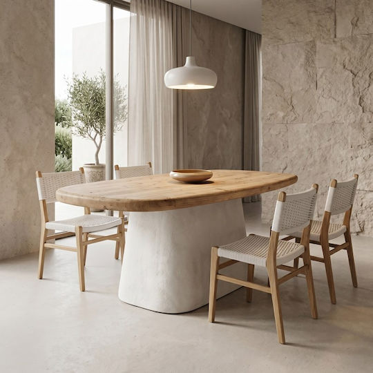 Fessen Ovaler Esszimmertisch Holz Weiß 180x90x78cm