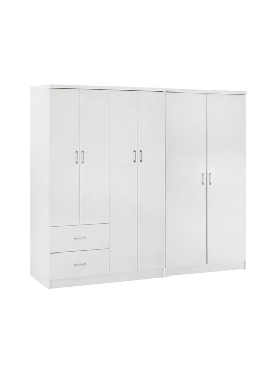 Blakely Six Door Wardrobe White 201x43x181cm