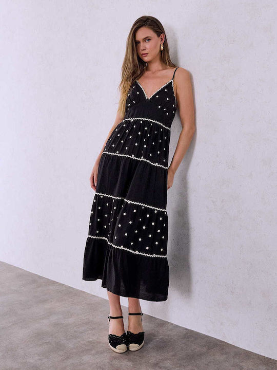 Celestino Women's Dress Metallic Details Black