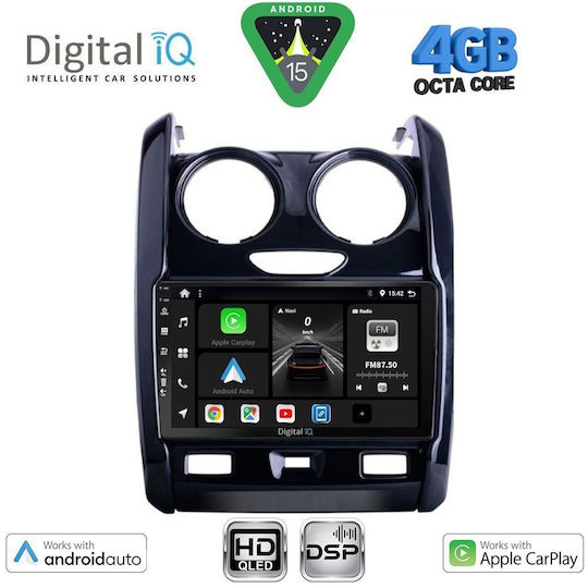 Digital IQ Ηχοσύστημα Αυτοκινήτου για Dacia Duster 2012-2019 (Bluetooth/USB/WiFi/GPS/Apple-Carplay/Android-Auto) με Οθόνη Αφής 9"
