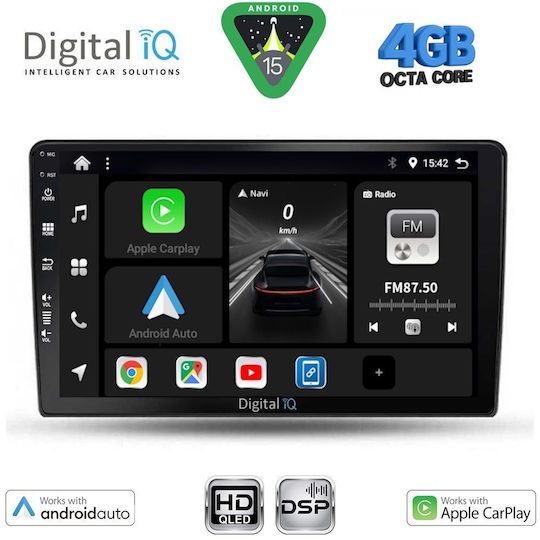 Digital IQ Auto-Audiosystem für Dacia Duster 2012-2019 Bluetooth USB Eingebautes Wi-Fi GPS Apple CarPlay Android Auto mit 9 Zoll Touchscreen