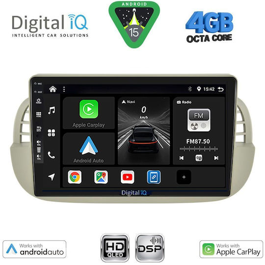 Digital IQ Car Audio System for Fiat 500 2007-2015 Bluetooth USB WiFi GPS Apple CarPlay Android Auto with 9" Touch Screen