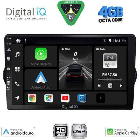 Digital IQ Ηχοσύστημα Αυτοκινήτου για Fiat Tipo 2015-2023 (Bluetooth/USB/WiFi/GPS/Apple-Carplay/Android-Auto) με Οθόνη Αφής 9"