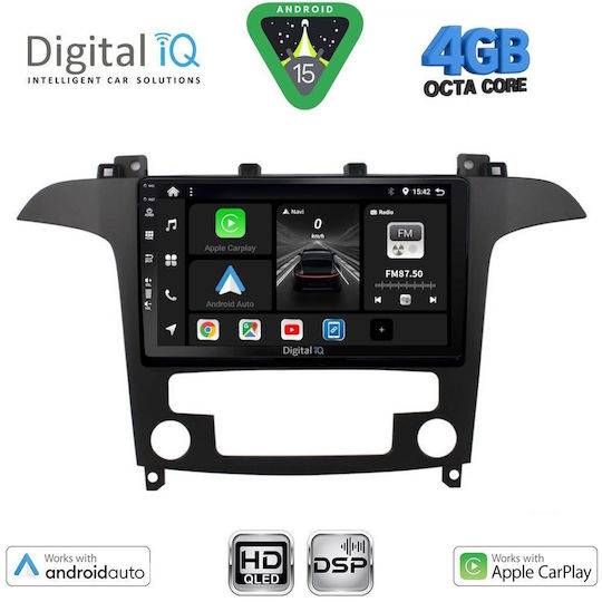 Digital IQ Ηχοσύστημα Αυτοκινήτου για Ford S-Max 2006-2014 με Clima (Bluetooth/USB/WiFi/GPS/Apple-Carplay/Android-Auto) με Οθόνη Αφής 9"