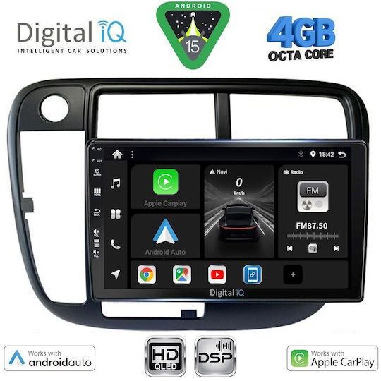 Digital IQ Ηχοσύστημα Αυτοκινήτου για Honda Civic 1995-2001 με Clima (Bluetooth/USB/WiFi/GPS/Apple-Carplay/Android-Auto) με Οθόνη Αφής 9"