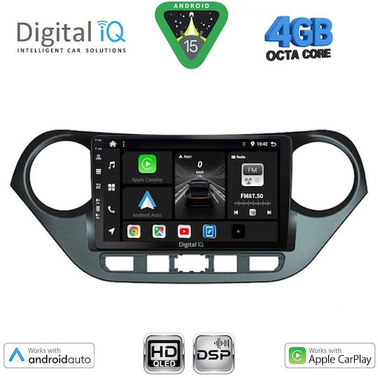 Digital IQ Ηχοσύστημα Αυτοκινήτου για Hyundai i10 2014-2020 (Bluetooth/USB/WiFi/GPS/Apple-Carplay/Android-Auto) με Οθόνη Αφής 9"