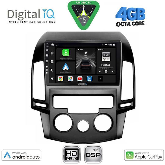 Digital IQ Car Audio System for Hyundai i30 2007-2012 with A/C Bluetooth USB WiFi GPS Apple CarPlay Android Auto with 9" Touch Screen