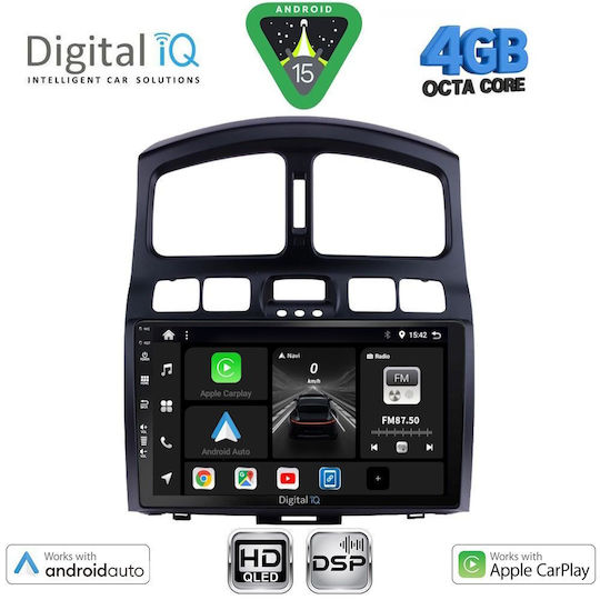 Digital IQ Car Audio System for Hyundai Santa Fe 2003-2006 Bluetooth USB WiFi GPS Apple CarPlay Android Auto with 9" Touch Screen