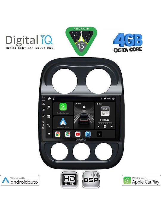 Digital IQ Auto-Audiosystem für Jeep Compass / Patriot 2007-2016 Bluetooth USB Eingebautes Wi-Fi GPS Apple CarPlay Android Auto mit 10 Zoll Touchscreen