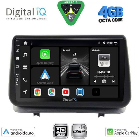 Digital IQ Car Audio System for Renault Clio 2005-2011 Bluetooth USB WiFi GPS Apple CarPlay Android Auto with 9" Touch Screen