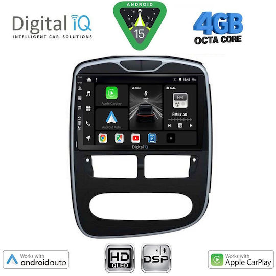 Digital IQ Car Audio System for Renault Clio 2012-2015 Bluetooth USB WiFi GPS Apple CarPlay Android Auto with 10" Touch Screen