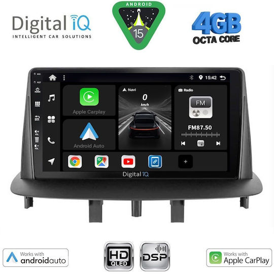Digital IQ Ηχοσύστημα Αυτοκινήτου για Renault Megane 2009-2016 (Bluetooth/USB/WiFi/GPS/Apple-Carplay/Android-Auto) με Οθόνη Αφής 9"