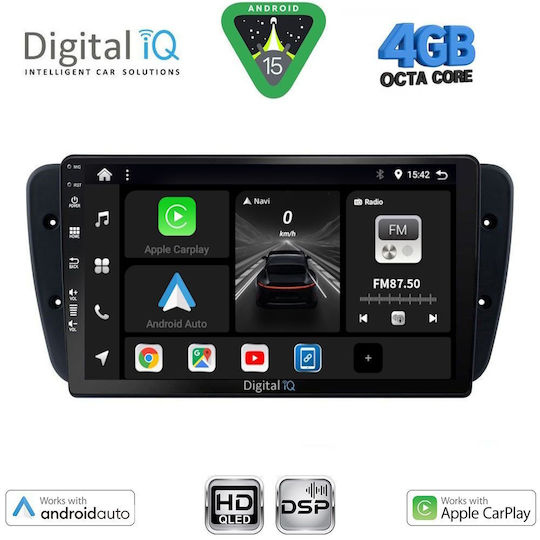 Digital IQ Car Audio System for Seat Ibiza 2008-2015 (Bluetooth/USB/WiFi/GPS/Apple CarPlay/Android Auto) with 9" Touch Screen