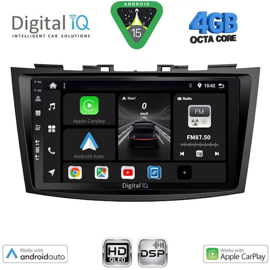 Digital IQ Car Audio System for Suzuki Swift 2011-2016 Bluetooth USB WiFi GPS Apple CarPlay Android Auto with 9" Touch Screen