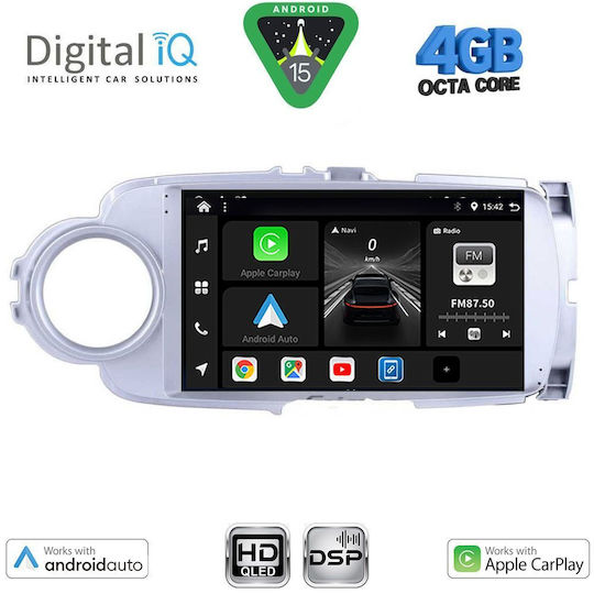 Digital IQ Car Audio System for Toyota Yaris 2011-2015 (Bluetooth/USB/WiFi/GPS/Apple CarPlay/Android Auto) with 9" Touch Screen