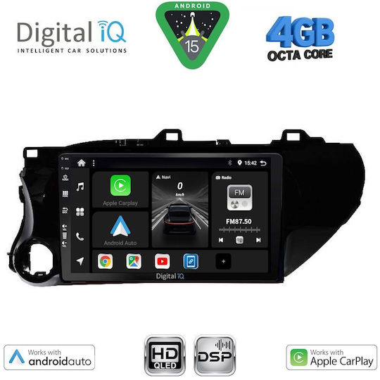 Digital IQ Car Audio System for Toyota Hilux 2017 with Touch Screen 10" Digital IQ BXF 16721_CPAA Bluetooth USB Wi-Fi GPS Apple CarPlay Android Auto