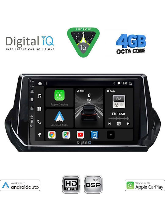 Digital IQ Car Audio System for Peugeot 208 2008 (Bluetooth/USB/WiFi/GPS/Apple CarPlay/Android Auto) with 9" Touch Screen