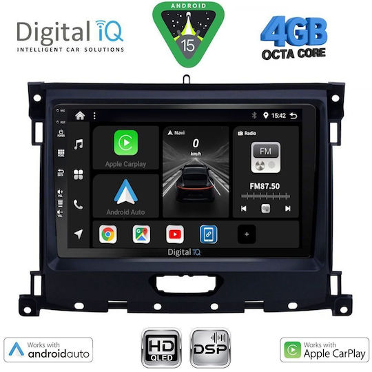 Digital IQ Sistem Audio Auto pentru Ford Ranger 2018-2023 Bluetooth USB Wi-Fi GPS Apple CarPlay Android Auto cu Ecran Tactil 9"