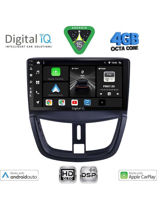 Digital IQ Car Audio System for Peugeot 207 2007-2014 Bluetooth USB WiFi GPS Apple CarPlay Android Auto with 9" Touch Screen