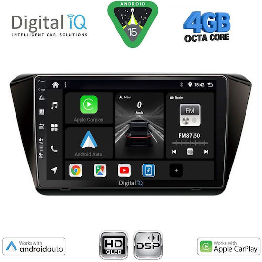 Digital IQ Ηχοσύστημα Αυτοκινήτου για Skoda Superb 2015-2023 (Bluetooth/USB/WiFi/GPS/Apple-Carplay/Android-Auto) με Οθόνη Αφής 10"