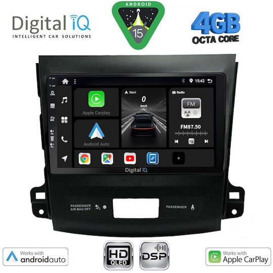 Digital IQ Car Audio System for Peugeot 4007 Mitsubishi Outlander Citroen C-Crosser 2006-2012 (Bluetooth/USB/WiFi/GPS/Apple CarPlay/Android Auto) with 9" Touch Screen