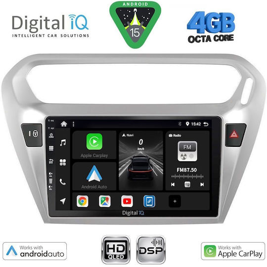 Digital IQ Car Audio System for Peugeot 301 Citroen C-Elysee 2013-2023 with Touch Screen 9" Bluetooth USB Wi-Fi GPS Apple CarPlay Android Auto Digital IQ BXF 16511SL CPAA