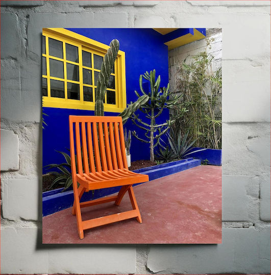 Πίνακας Colorful Patio Chair Cacti Πολύχρωμο Αίθριο Καρέκλα Κάκτους 100x150