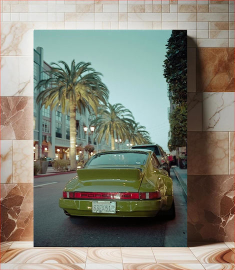 Πίνακας Vintage Porsche Street Scene Vintage Porsche Street Scene 80x120