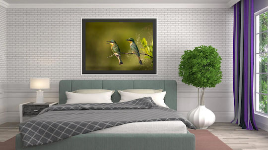 Two Colorful Birds On A Branch Δύο Πολύχρωμα Πουλιά Σε Ένα Κλαδί 1 σε Καμβά