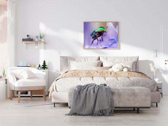 Πίνακας Colorful Beetle On Flower Πολύχρωμο Σκαθάρι Στο Λουλούδι 100x70